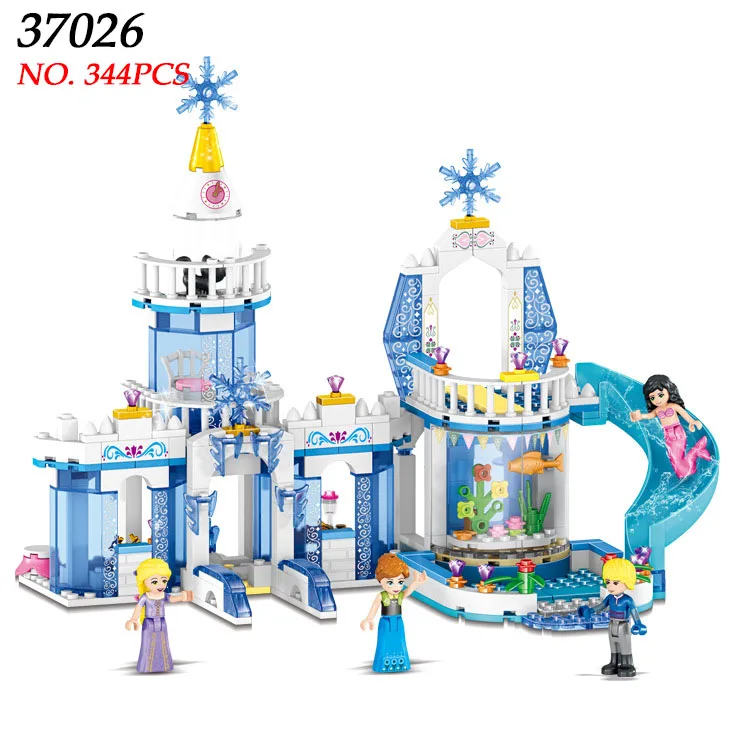 

AIBLOULLY 344pcs Color Dream Snow Princess Elsa Ice Castle Princess Anna Set Model Building Blocks Gifts Toys Compatible 2 In 1