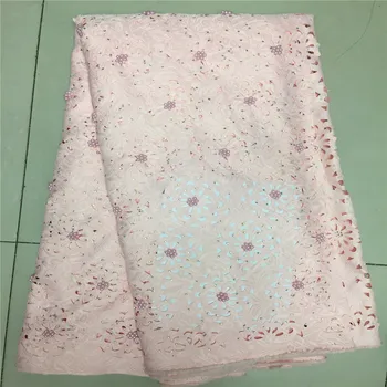 

African Cotton Swiss Voile Lace Fabric High Quality Stones Swiss Voile Lace In Switzerland cotton Peach Lace Fabric JS15-2