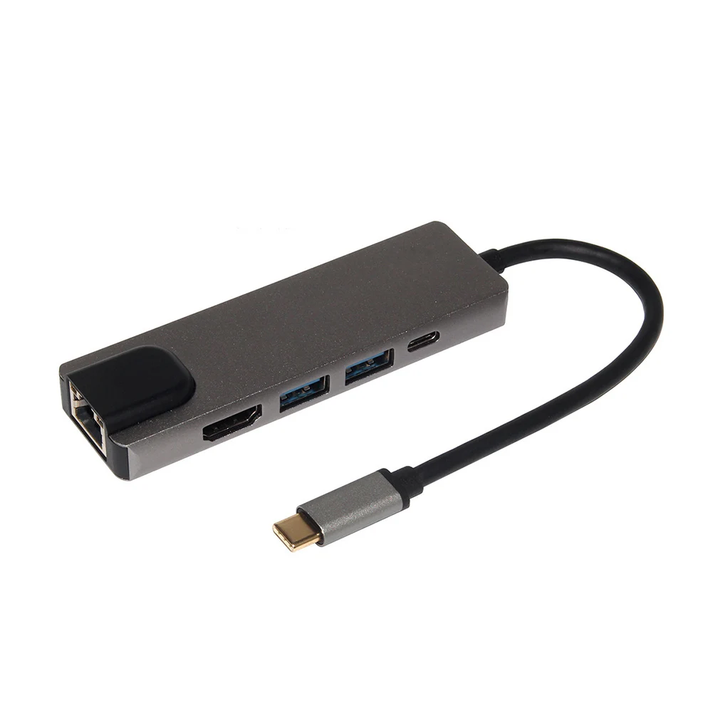 

Type C Hub to HDMI Adapter 5 In 1 Durable For Charging Laptop USB3.0 Power Supply ND998