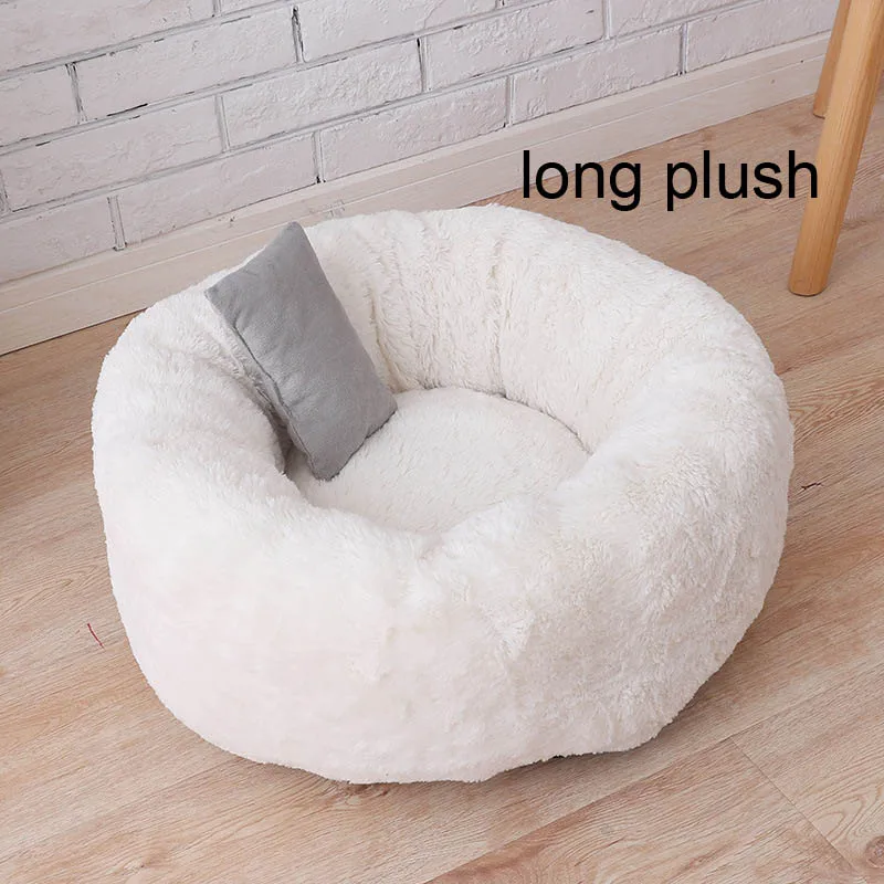 White Превосходный лохматый мех пончик Cuddler теплый плюшевый Принцесса Кошка дом питомник собака кровать кролик кровать хомяк моющийся гнездо(без подушки - Цвет: White