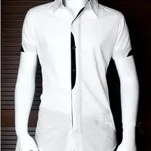 S-3XL горячая лето г. для мужчин черный/белый цвет короткий рукав личность Модная рубашка