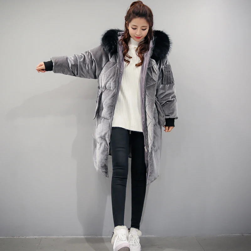 2017 Новинка зимы Для Женщин Белые парки с гусиным пухом и пуговицы женский пуховик