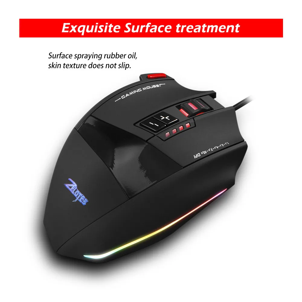 Zelotes C13 игровая мышь 7000 dpi 13 программируемых кнопок RGB светодиодный светильник мыши профессиональная мышь геймер Компьютерные Мыши для ПК