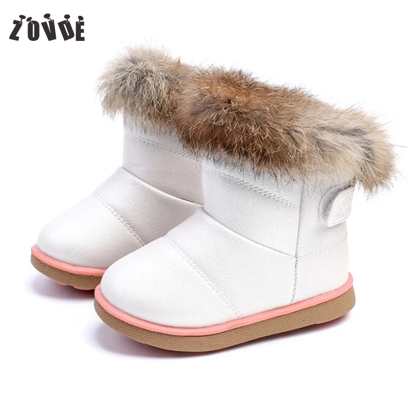Wholesale 2018 Children's NEW Real Rabbit Fur Ankle Snow Boots EU21-30 Kids Shoes Girls Warm Plush Waterproof Winter Soft | Детская