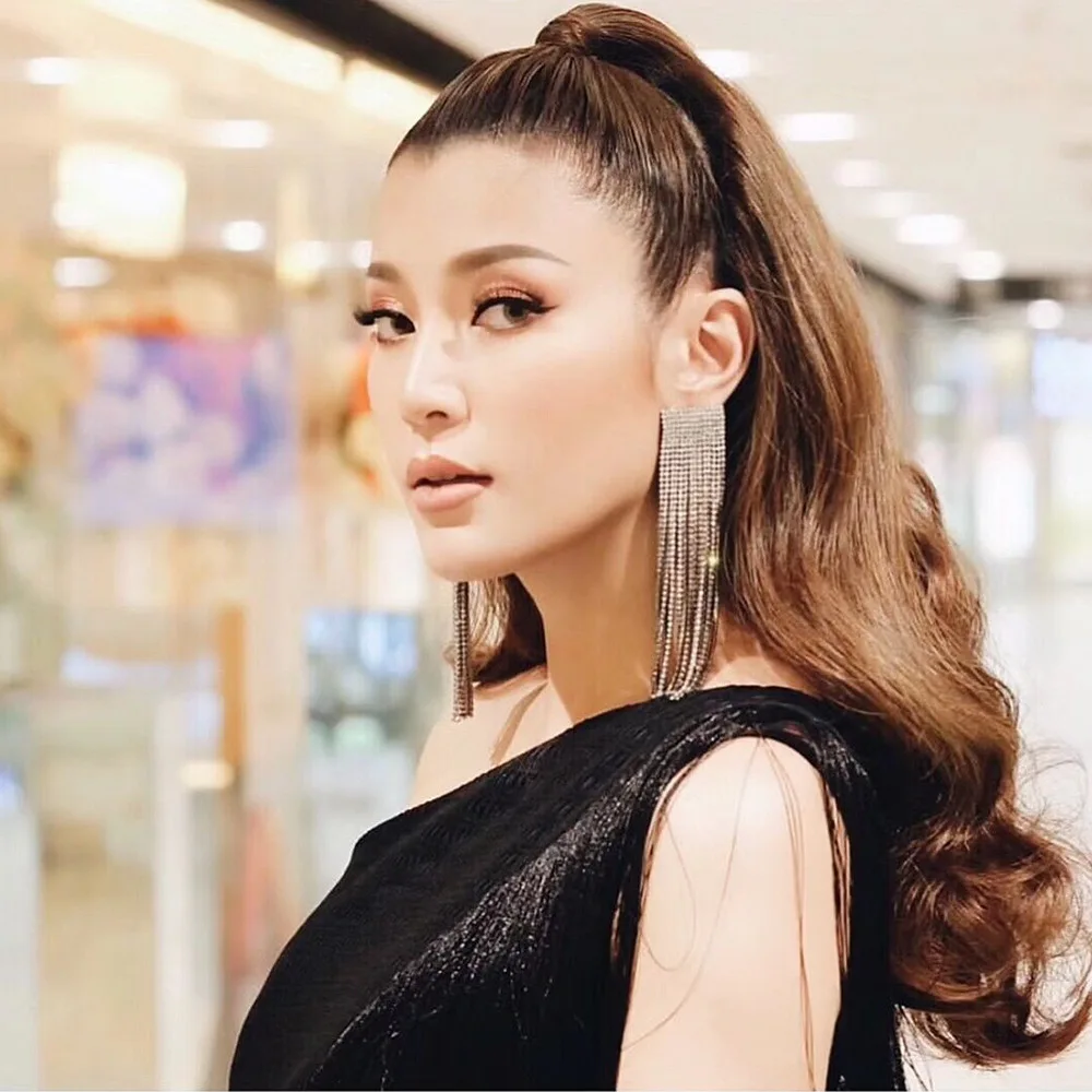 

SexeMara New Silver Color Rhinestone Crystal Long Tassel Earrings for Women Bridal Drop Dangling Earring Brincos Wedding Jewelry