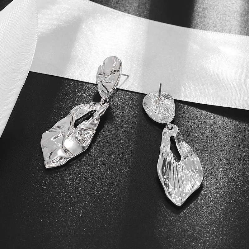 

Silver Color Irregular Drop Dangler Earrings Girls Modern Geometric Ear Accessories for Party New Statement Fashion Jewelry