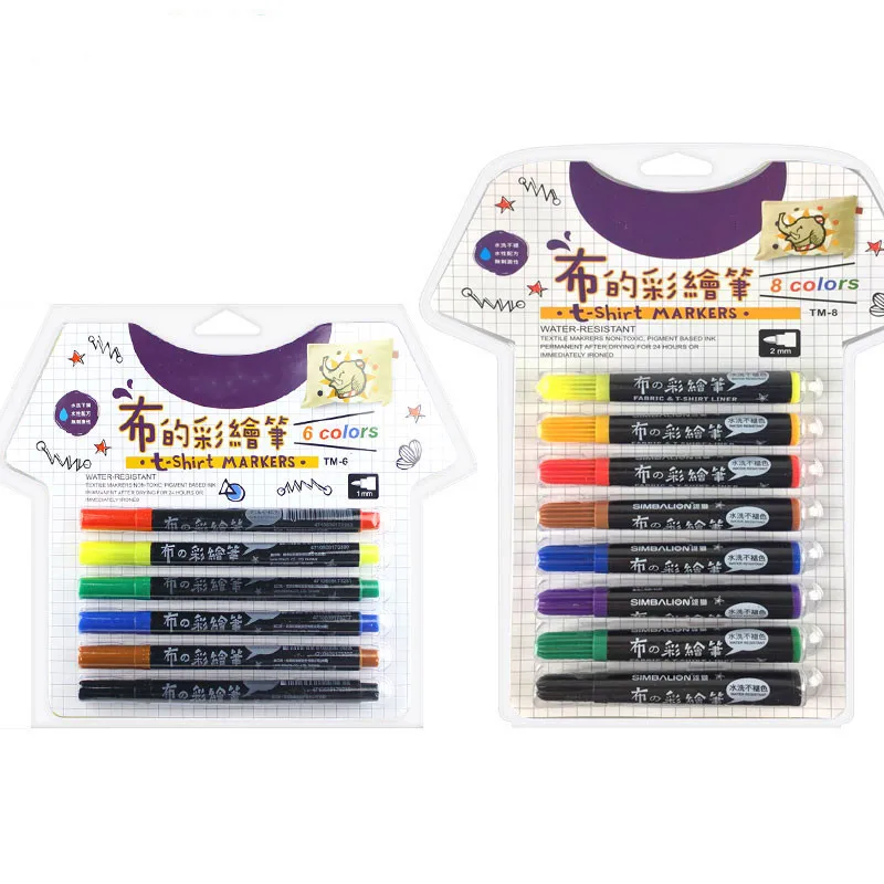 

Textile Paint Cloth Pigment DIY Painting Supplies Life Master Fabric and T-Shirt Liner Marker 6 Colors
