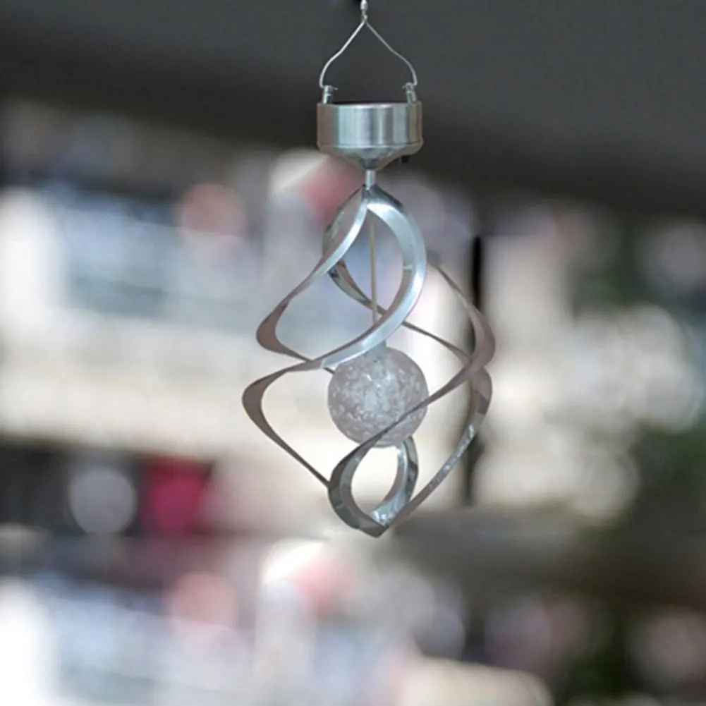 

Solar Wind Chimes Lights LED Eco-friendly Waterproof Spiral Spinner Lamp for Garden WWO66