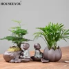 Petit Vase de fleurs en céramique, créatif petit moine Zen, argile violette, plantes hydroponiques, Pot de fleurs, petits ornements, décor de salon ► Photo 2/6