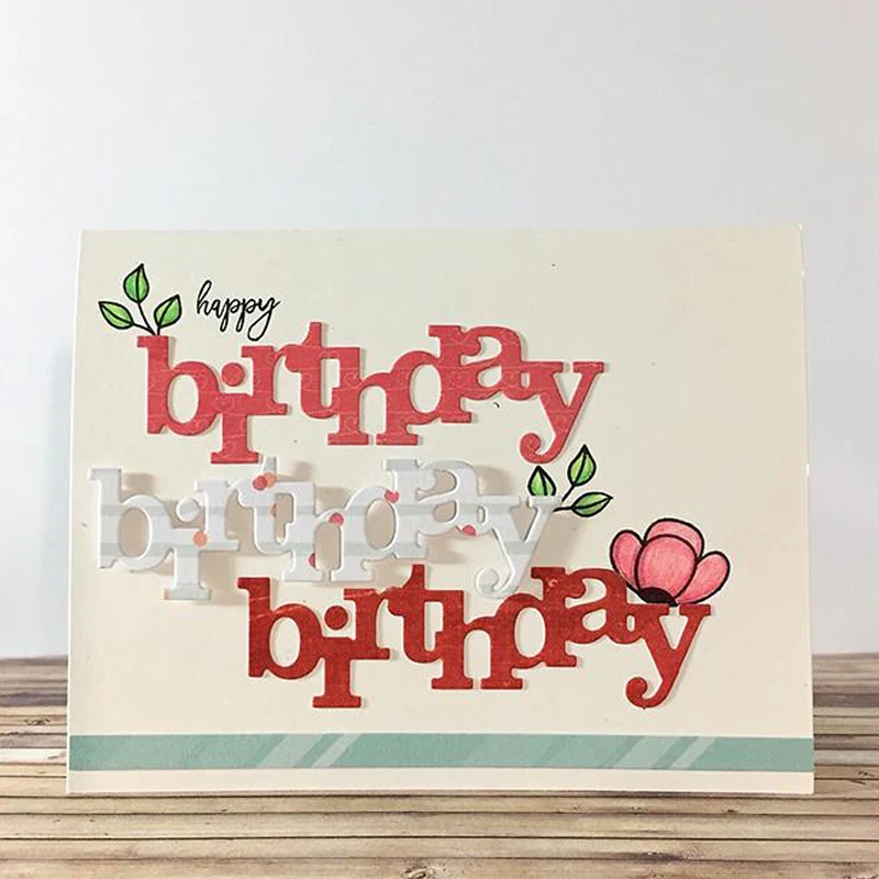 

New Big Word Birthday Metal Cutting Dies Stencil for DIY Scrapbooking Photo Album Embossing Paper Cards Decorative Crafts