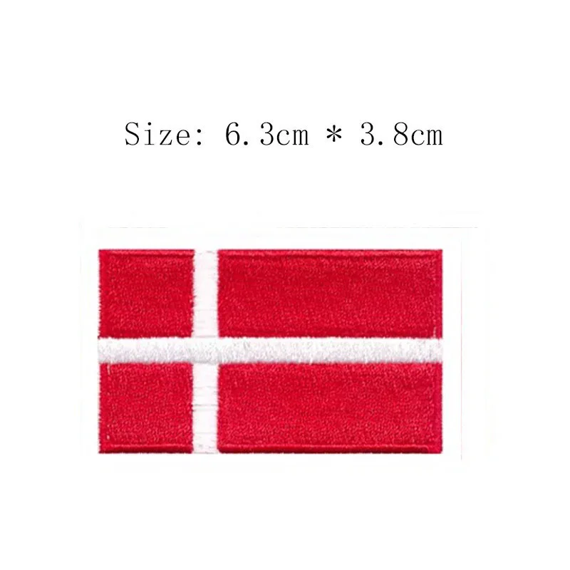 

Denmark 2.5" wide embroidery flag patch Wholesale free shipping iron sew on bags left chestKongeriget Danmark Copenhagen