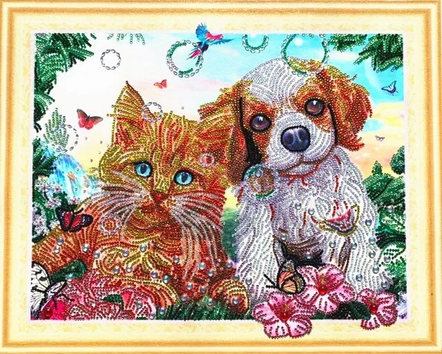 HUACAN специальная форма алмазная картина кошка частично с алмазной вышивкой животные Стразы картина, Алмазная мозаика комплект 40x50 - Цвет: LP091