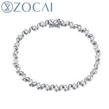 ZOCAI реальных природных 1.0 КТ с бриллиантами Сертифицированный I-J/SI с 18 К из белого золота(AU750) браслет S00655