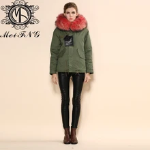 Италия desgin женские короткие пальто Чистый хлопок Арбуз Красная Подкладка и воротник с капюшоном из искусственного меха куртка