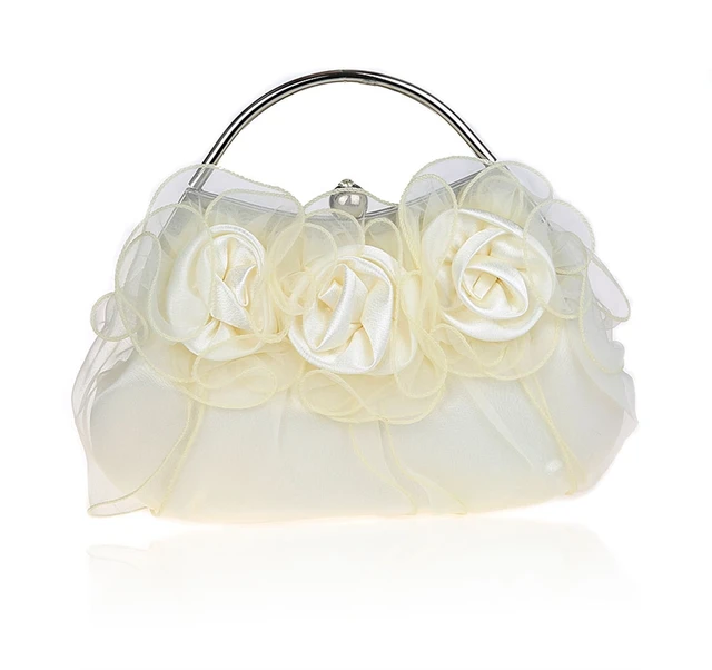 Cream Las Satin Handbag Clutch Bridal Party Wedding Evening Bag Cream Las Satin Handbag Clutch Bridal Party Wedding Evening Bag Makeup Purse Free Shipping