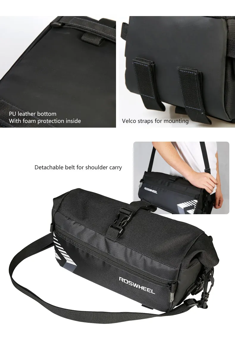 ROSWHEEL Горячая велосипедная сумка для переноски с креплением на стойку, багаж, багаж, Паньер, регулируемый объем, ручная переноска, съемный плечевой ремень