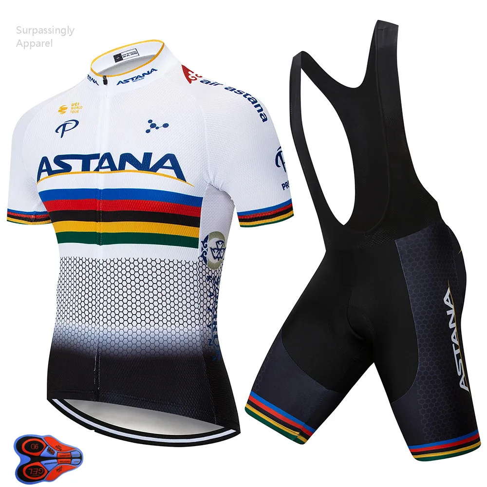 

2019 Team Summer ASTANA Cycling Jersey Pro Sporting Racing UCI World Tour Bike Shorts Set Ropa Ciclismo Bicycle Clothing 9D Gel