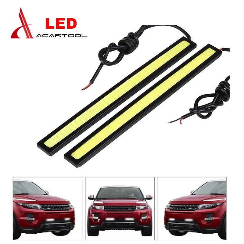 

2pcs Waterproof Fog Car Light 17cm X 3mm 12V COB LED COB DRL Daytime Running Light External Car Lamp For Universal Car