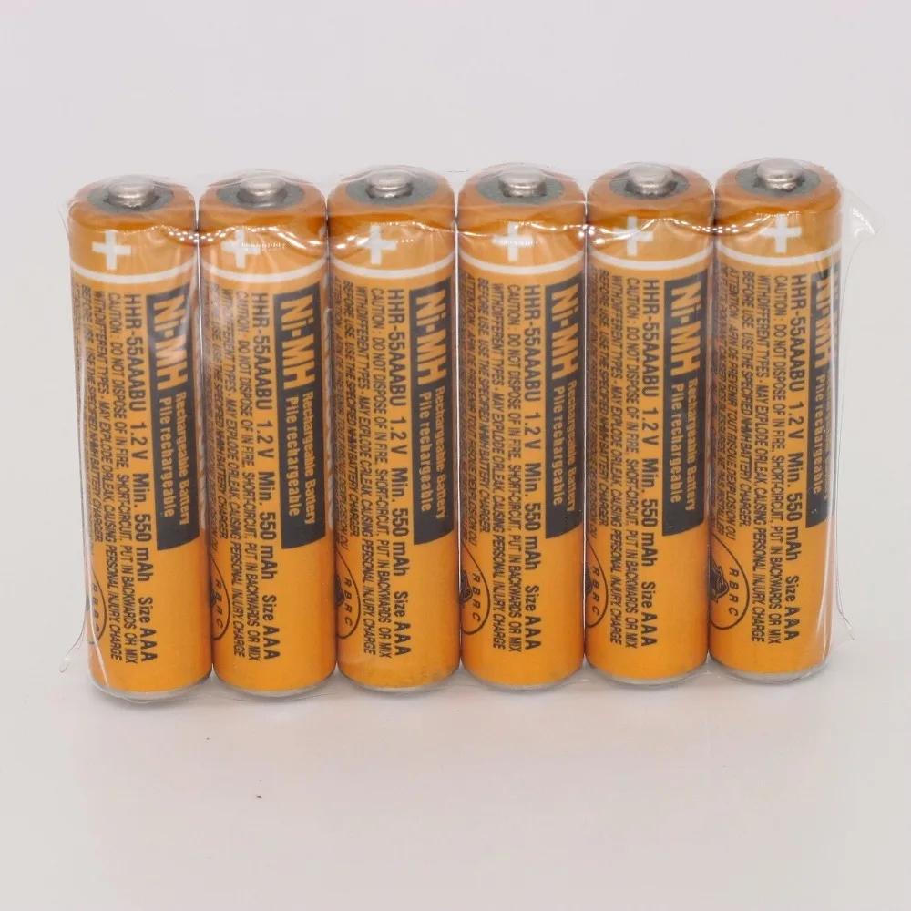 6PCS AAA battery for HHR 55AAABU for panasonic Cordless Phone 1.2V