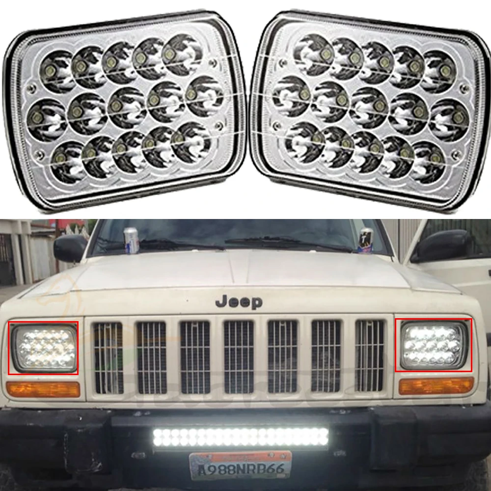 

Pair 7x6"inch LED Headlights 27450C Of Rectangular 5X7 For Ford Van Jeep XJ YJ H4 High Low Beam Headlight 5 x 7" Led