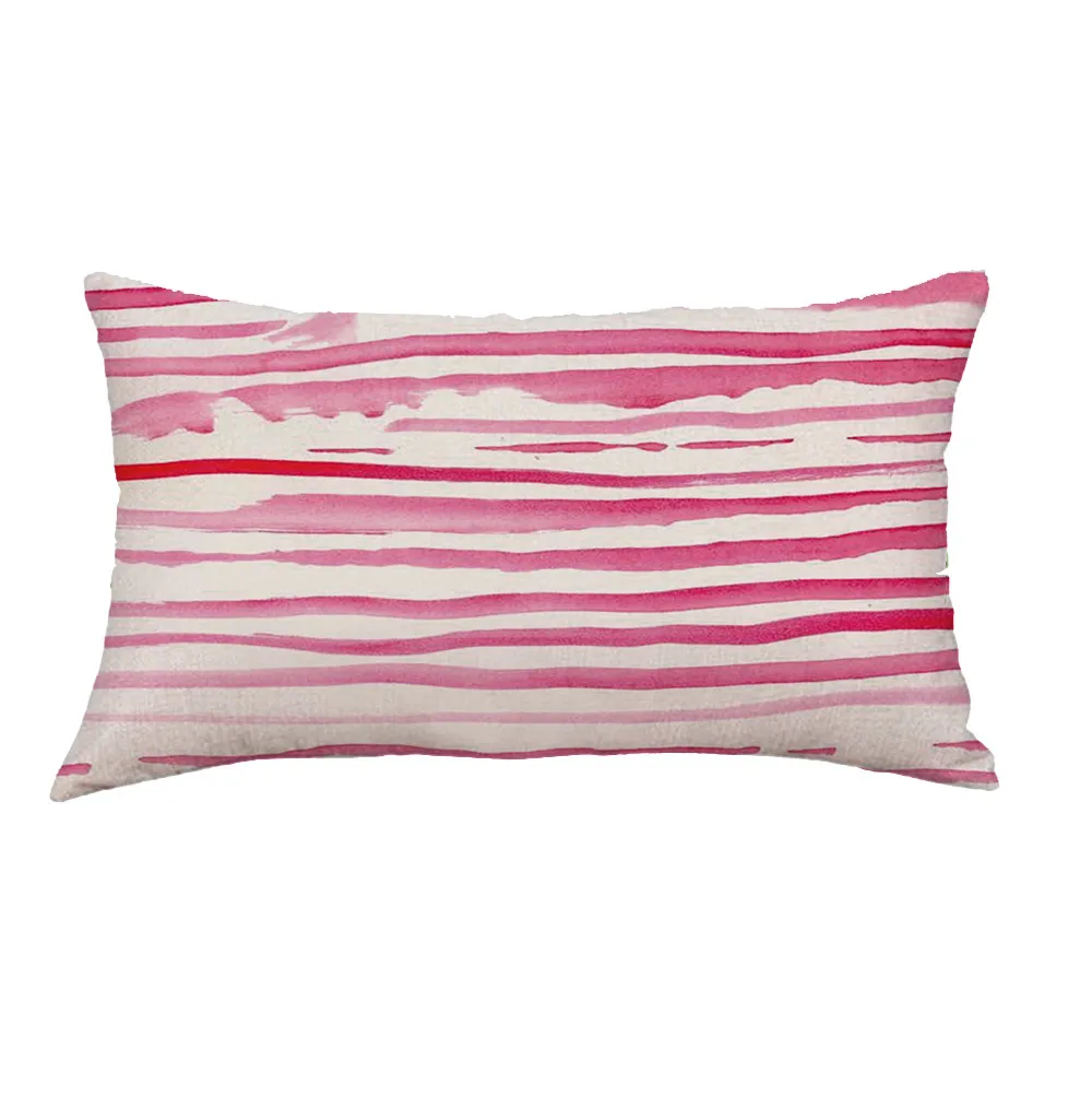 

30x50cm Linen Fabric Cushion Cover Colorful Stripe Printed Pillow Case Rectangle Sofa Throw Pillow Cover Bedroom Home Decoration