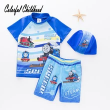 Детский купальный костюм для маленьких мальчиков, рубашка с длинными рукавами+ шорты+ шапочка, комплект из 3 предметов, купальный костюм с рисунком машины, детская пляжная одежда