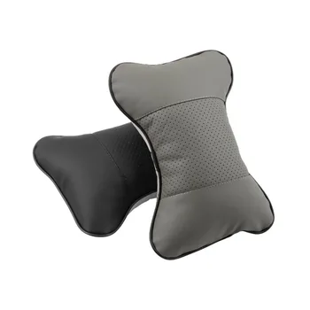 

2 Colors Universal Breathable Solid Bone Shape PU Leather & Cloth Car Auto Seat Head Neck Rest Cushion Headrest Pillow Pad Hot