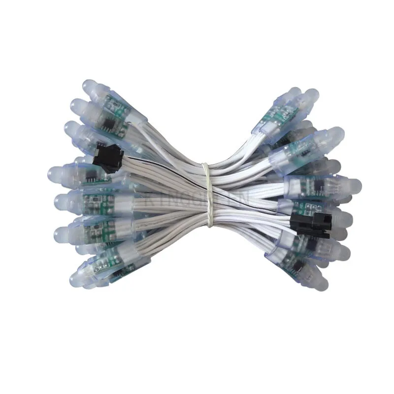 

1000X WHITE cable DC5V input 12mm bullet type WS2801 addressable RGB led pixel string light IP68 express free shipping
