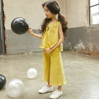 

Brand New Girl Casual Suit Children Cotton Suit Soft Parent Child Sleeveless Shirt and Loose Pants Kids Set Baby Suit,#2808