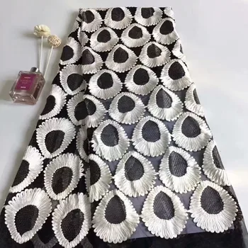 

2018 High Quality 3D cord African Net Swiss Lace,French Voile Guipure tulle mesh Lace Fabric For dress 5yard/lot LRL112801