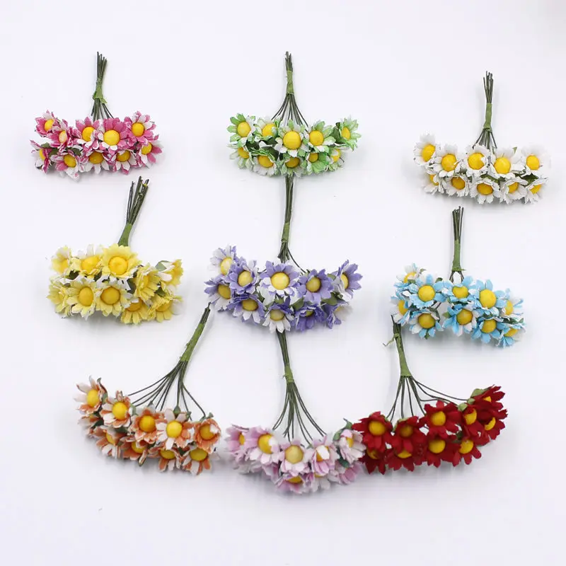 

10 small hand-made sunflower artificial silk wedding ornaments flower head crown flower DIY gift box clippers handicrafts Floris