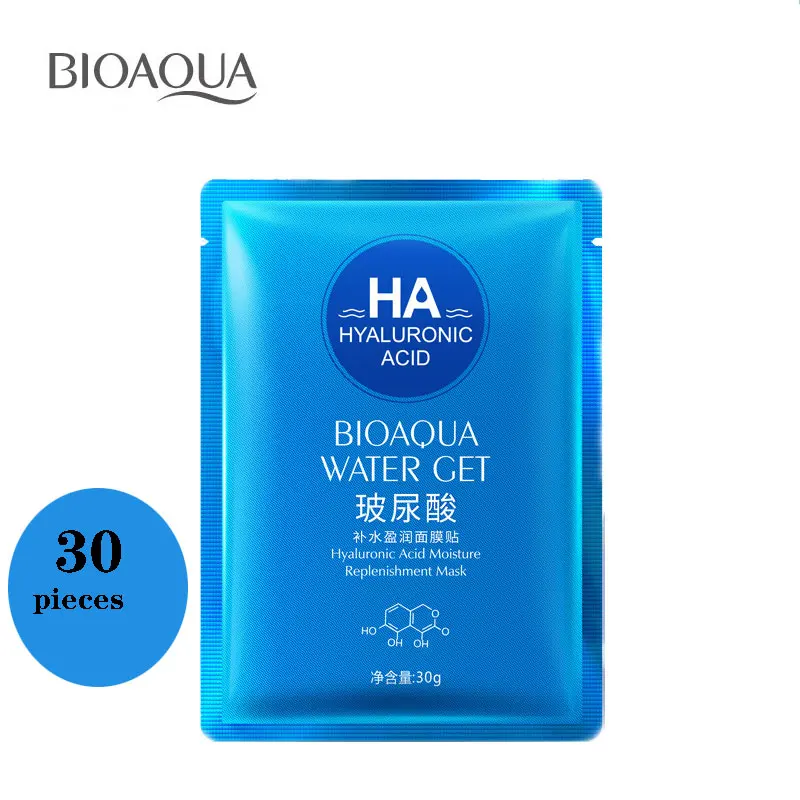 

BIOAQUA 30 Pieces Hyaluronic Acid Liquid Whole Face Mask Moisturizing Whitening Unisex Skin Care Makeup