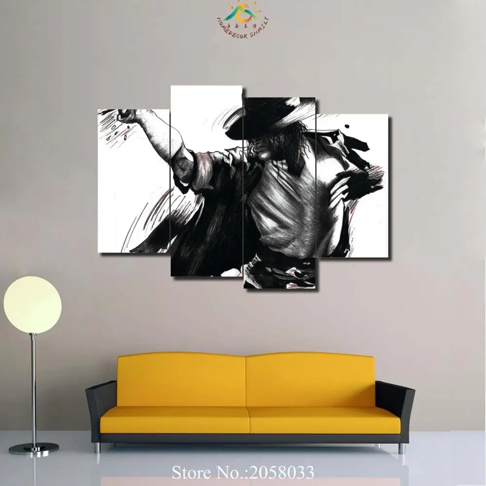 

4 Pieces Michael Jackson Modern Wall Art Canvas Printed Painting HD Prints Modular Poster Wall Pictures for Home Decor