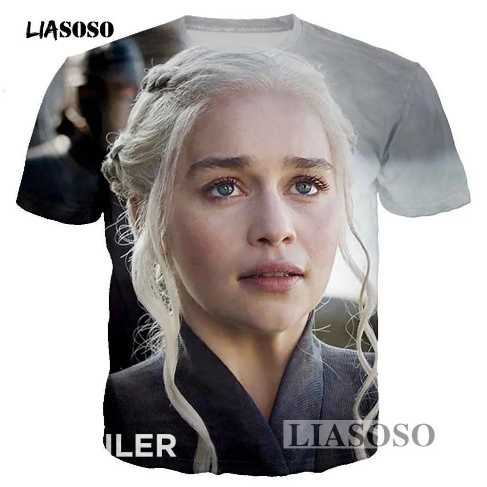 

LIASOSO Newest Design Game of Thrones The white walkers Ghost 3D Printed Men/Women tshirt Skull Tees Cool t shirt T3420