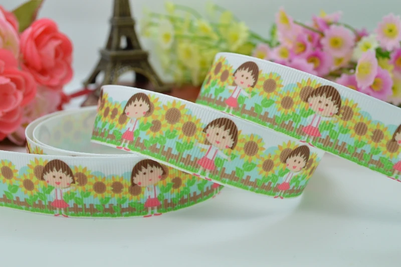DUWES 7/" 22 мм Chibi Maruko Chan печатных корсажная лента, бант для волос вечерние украшения DIY Ручная работа OEM 50YD