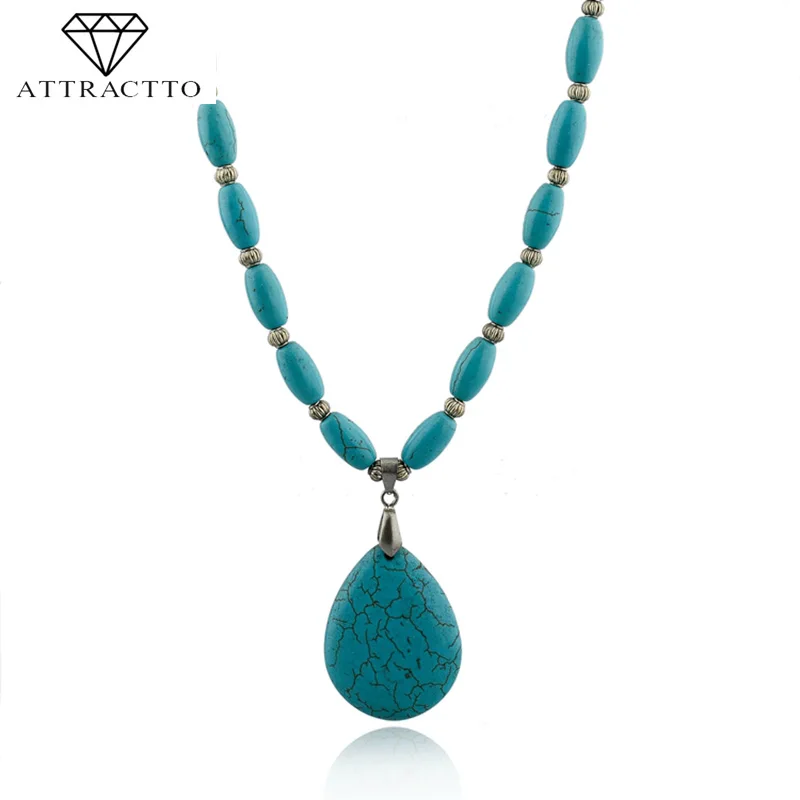 

2018 Fshionable Statement Green Natural Green Necklace Teardrop Pendant Necklace Vintage Long Necklace SNE140439