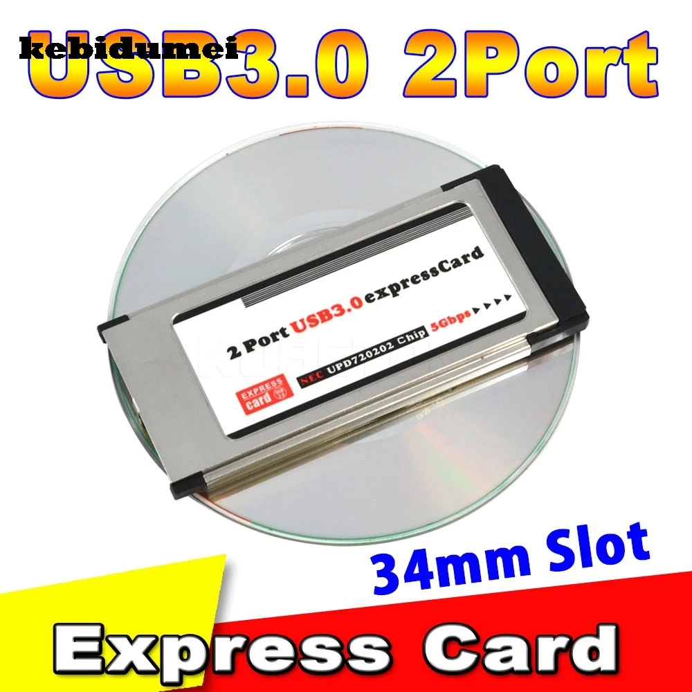 

kebidumei PCI Express to USB 3.0 PCI Express Card Adapter 5Gbps PCMCIA Dual 2 Ports Chipset 34mm Slot Express Card Converter