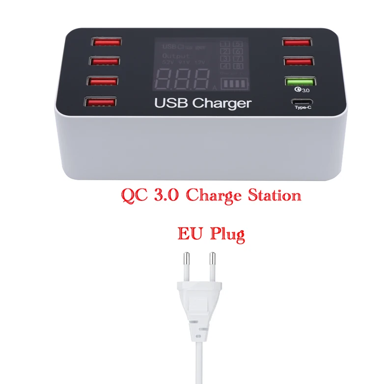 Suntaiho порт USB зарядное устройство Quick Charge 3,0 8 портов настольная несколько USB зарядная станция светодиодный дисплей Быстрая зарядка EU US UK AU Plug - Тип штекера: QC3.0 EU Plug