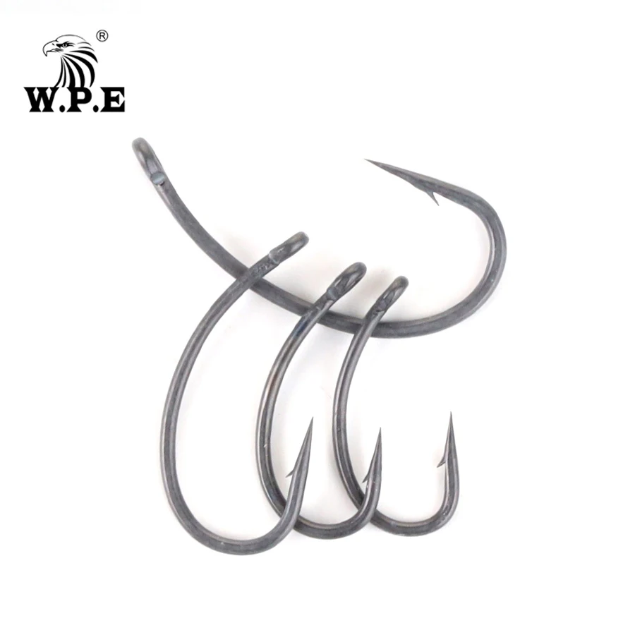 W. P. E брендовый рыболовный крючок с тефлоновым покрытием, 30 шт./лот, крючки для ловли карпа, матовые, серые, для ловли карпа, с колючим хвостовиком