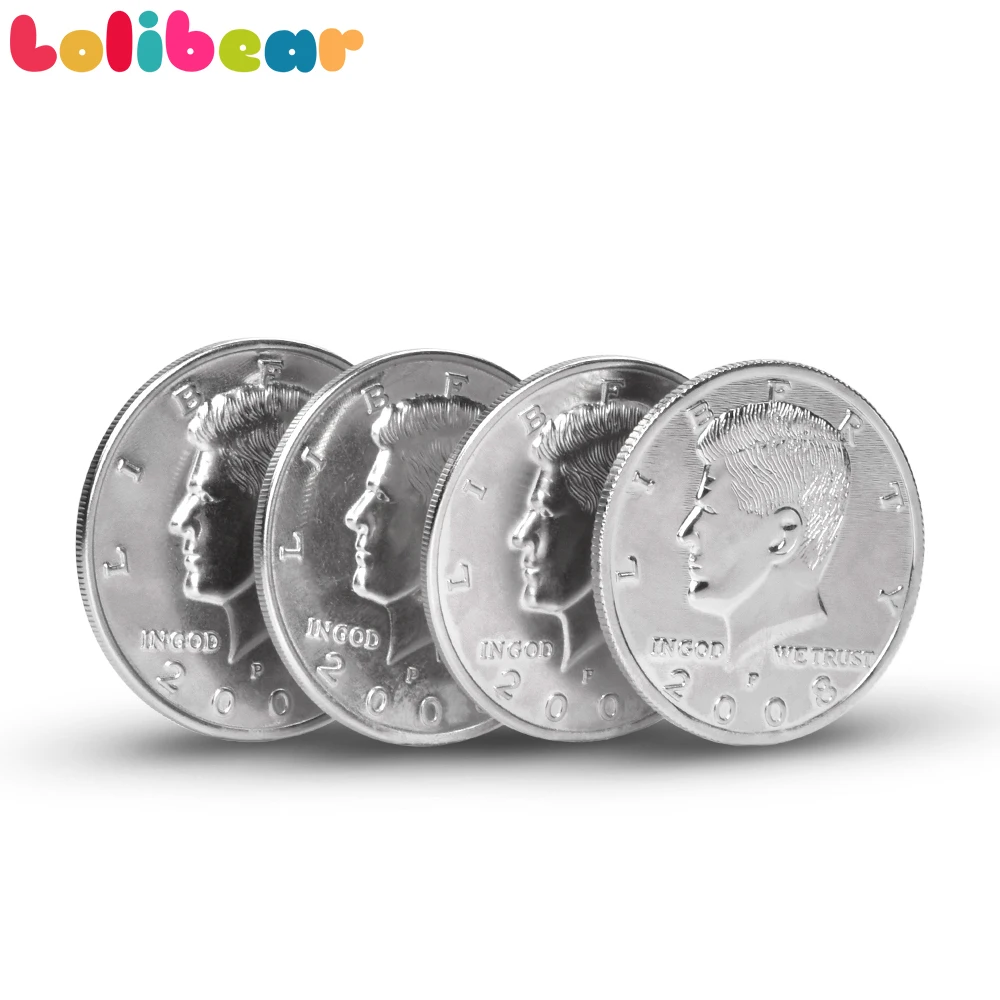 

Jumbo Half Dollar Shells 3 + 1 Set Magic Tricks One Coin to Four Magician Amazing Close Up Magic Gimmick Easy To Do Magic Props