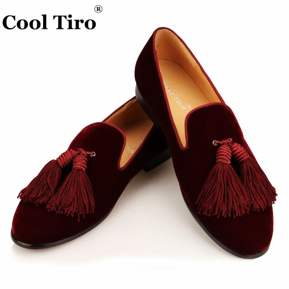 Mocasines de terciopelo de color Burdeos hombre, zapatillas con borlas, zapatos hechos a mano, zapatos de vestir de boda, planos informales, formales - AliExpress Calzado