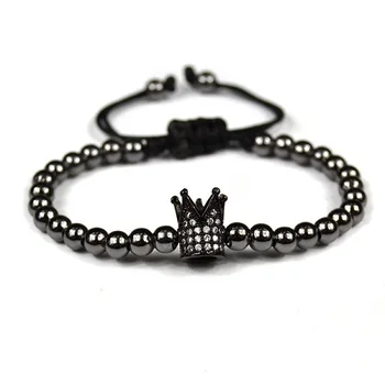 

Anil Arjandas Beaded Bracelets Braided Macrame Bracelet Male Crown Pulseras Mujer Moda 2018 Men Jewelry DIY Zirconia Pulsera