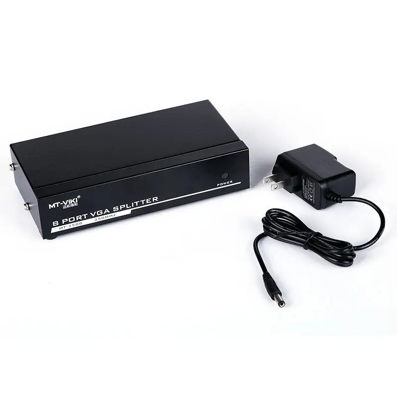 1 In 8 Out 1 PC To 8 Port VGA Video Monitor Splitter Box with Power Adapter