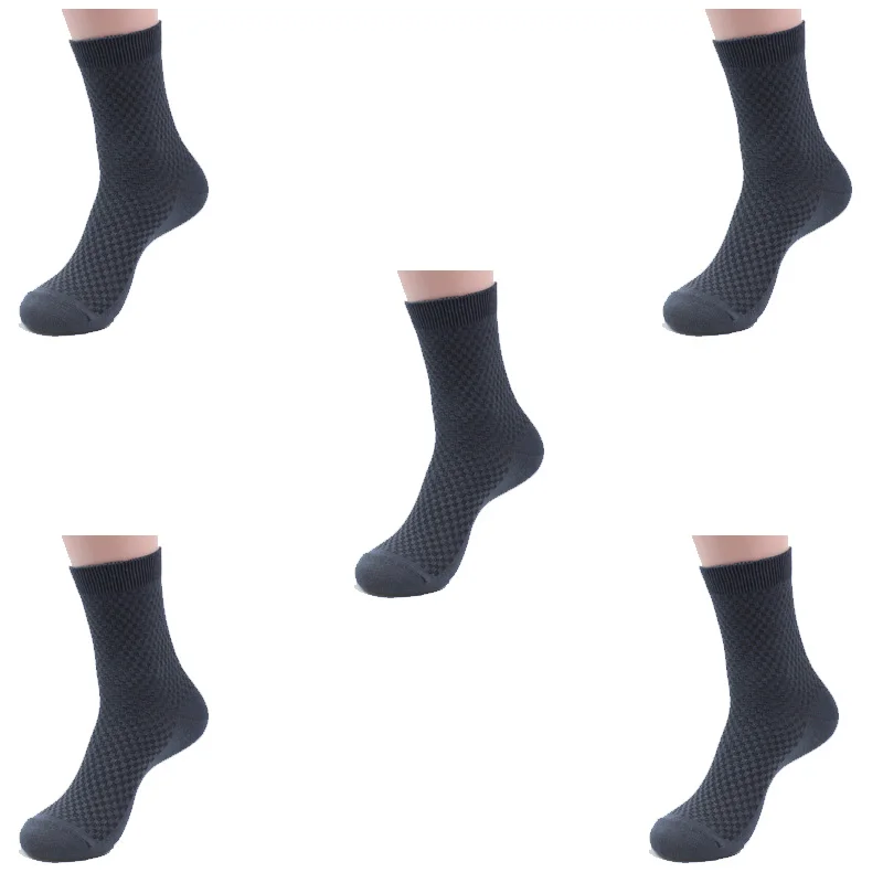 Мужские носки из бамбукового волокна, брендовые Новые повседневные бизнес антибактериальные дезодоранты, дышащие мужские длинные носки, 5 пар/лот - Цвет: GrayBlue
