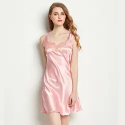Плюс размеры 4XL женские ночные рубашки для девочек летние шелковые пижамы пикантная Женская шелковистая постельное белье для женщи
