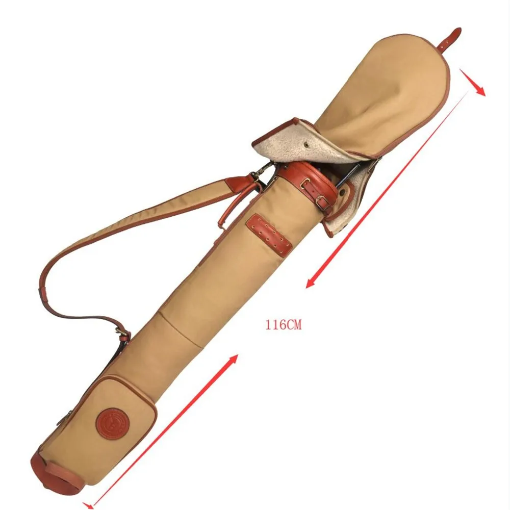 Tourbon винтажная сумка гольф клуба несущая Карандаш Стиль Холст и кожа хаки пушка для гольфа воск для сумок водонепроницаемый флис мягкий чехол 84 см