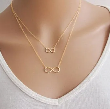 Серебряные женские модные украшения для девочек двойное ожерелье с кулоном