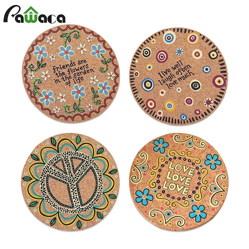 

Retro Natural Cork Wooden Coaster Cup Pad Mat Moisture Resistant Round Cup Coasters Drink Coasters Heat Insulation Pot Holder