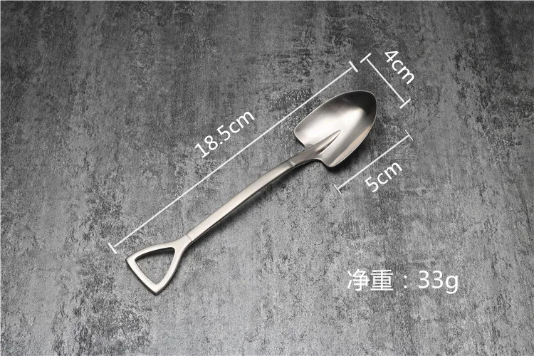 304 stainless steel shovel spoon Dessert Tea Spoon For Picnic Kitchen Accessories retro cute shovel spoon 18.5cm