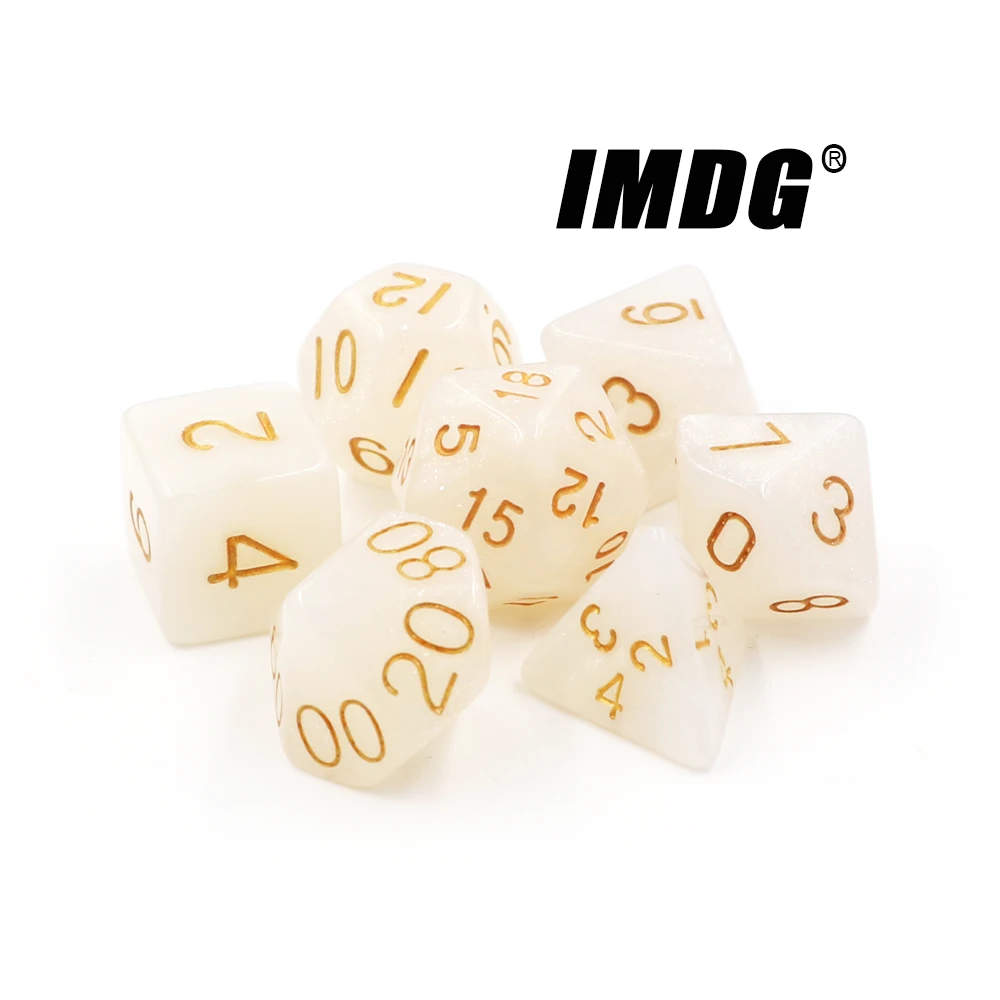 IMDG 7 шт./компл. Творческий RPG игра в кости многогранник акриловые кости DND жемчужным узором цифровой игра в кости с сумкой в комплекте
